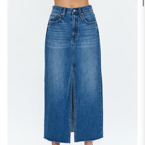 Pistola denim maxi skirt with slit